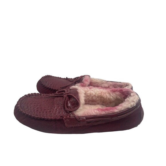 UGG Dakota Croco WMN SUEDE LEATHER WOOL Burgundy SLIPPERS Moccasins SZ 9 - Picture 5 of 16